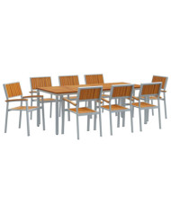 Set de jardin de 9 pièces en bois massif d'acacia et métal | Mobilier & Déco