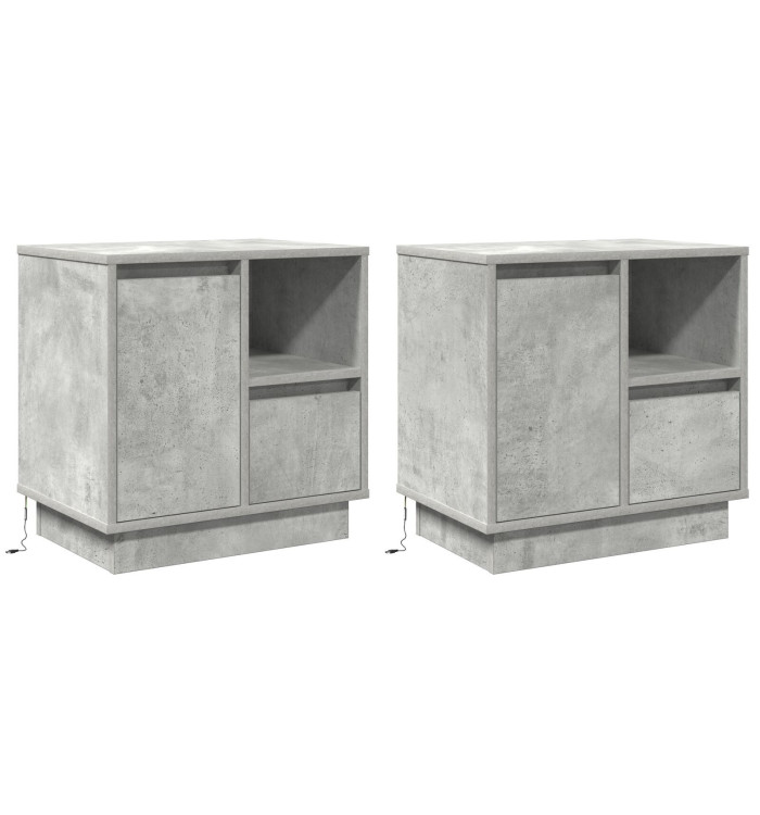 Buffets de chevet avec LED 2 pcs Gris béton 50x34,5x50 cm | Mobilier & Déco