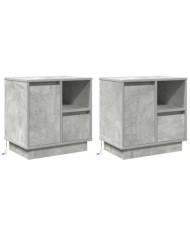 Buffets de chevet avec LED 2 pcs Gris béton 50x34,5x50 cm | Mobilier & Déco