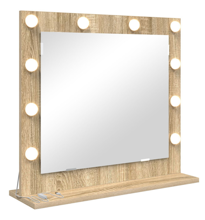Miroir de vanité avec lumières LED Chêne Sonoma 60x55x18 cm | Mobilier & Déco