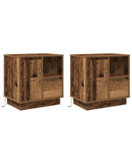 Tables de chevet avec LED 2 pcs Vieille bois 50x34,5x50 cm | Mobilier & Déco