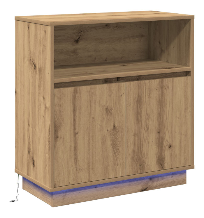 Buffet avec LED Chêne Artisan 71x34,5x75 cm Bois d'ingénierie | Mobilier & Déco