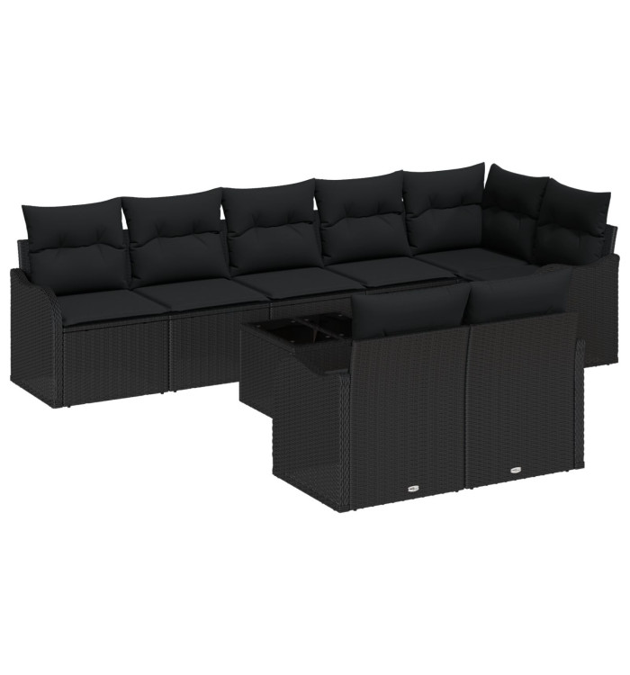 Set Canapé Jardin 9 Pièces Coussins Beige Poly Rattan, Canapé Jardin 2 Places Coussins Noir Poly Rattan | Mobilier & Déco