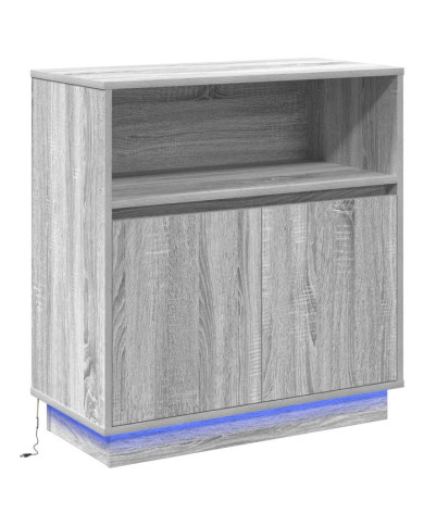 Buffet avec LED Gris Sonoma 71x34,5x75 cm en bois d'ingénierie | Mobilier & Déco