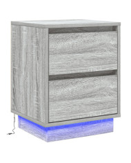 Meuble de chevet avec lumières LED Gris Sonoma 39x34,5x50 cm | Mobilier & Déco