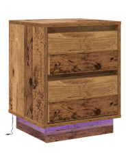 Cabinet de chevet avec lumières LED Bois ancien 39x34,5x50 cm | Mobilier & Déco