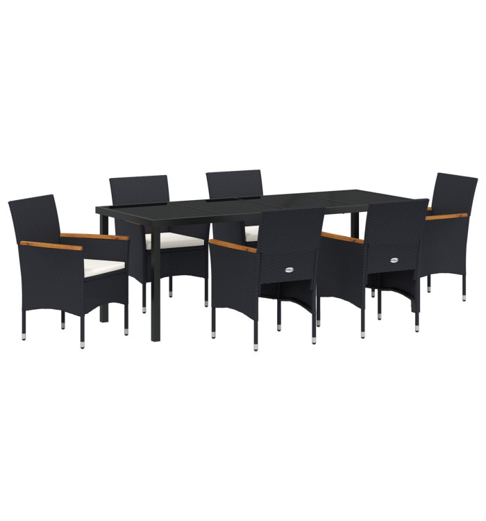 Ensemble de Salle à Manger de Jardin en Poly Rotin Noir de 7 Pièces | Mobilier & Déco