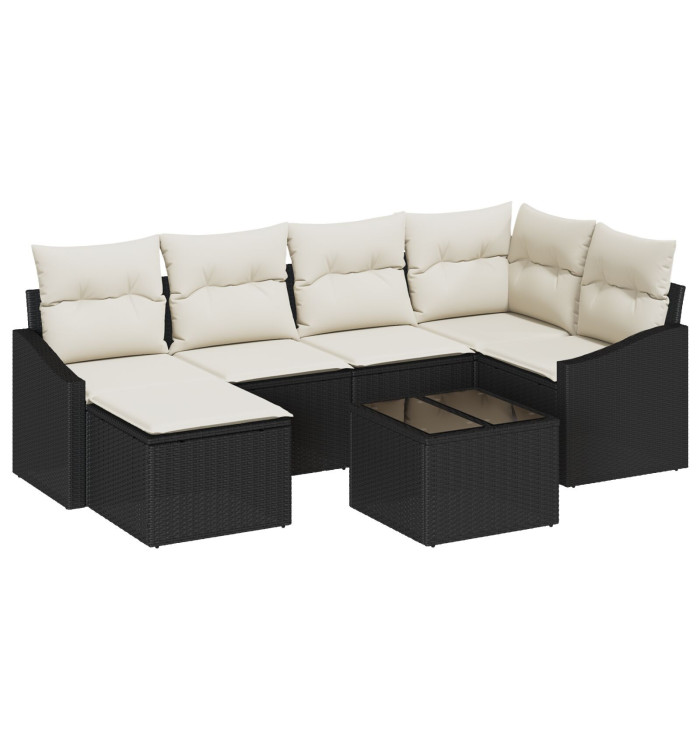 Ensemble de Canapés de Jardin 6 Pièces avec Coussins Rotin Poly Marron | Mobilier & Déco