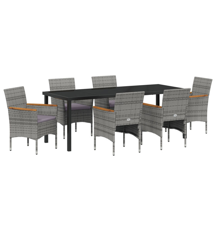 Ensemble de jardin de 7 pièces Gris Poly Rattan | Mobilier & Déco