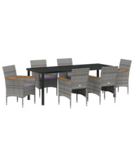 Ensemble de jardin de 7 pièces Gris Poly Rattan | Mobilier & Déco