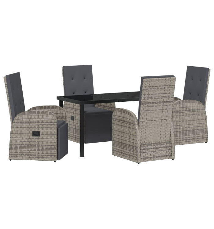 Ensemble de jardin 5 pièces avec coussins Gris Rattan Poly | Mobilier & Déco