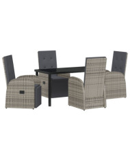Ensemble de jardin 5 pièces avec coussins Gris Rattan Poly | Mobilier & Déco