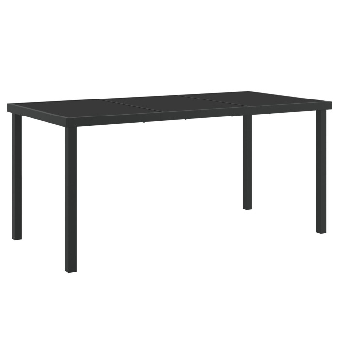 Table de Jardin Noire 160x80x73 cm Verre Trempé | Mobilier & Déco