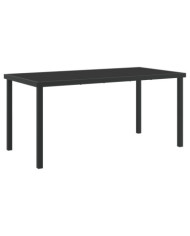 Table de Jardin Noire 160x80x73 cm Verre Trempé | Mobilier & Déco