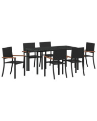 Ensemble de Jardin 7 Pièces Noir Poly Rattan | Mobilier & Déco