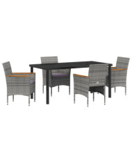 Ensemble de dîner de jardin 5 pièces Gris Rotin Poly | Mobilier & Déco