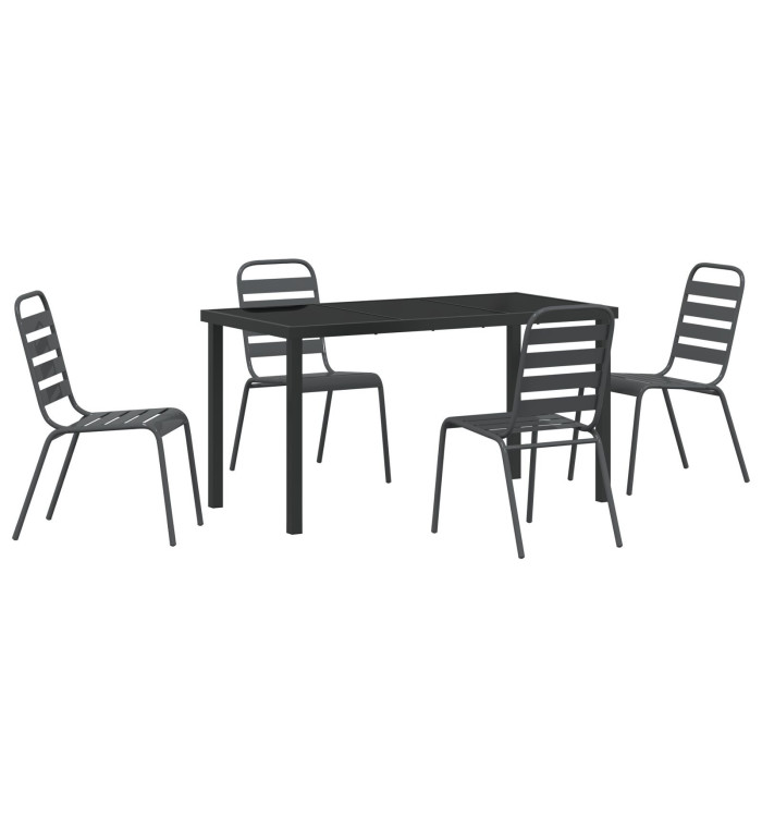 Ensemble de salle à manger de jardin 5 pièces gris foncé en acier | Mobilier & Déco