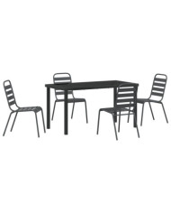 Ensemble de salle à manger de jardin 5 pièces gris foncé en acier | Mobilier & Déco