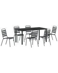 Set de jardin 7 pièces en acier gris foncé | Mobilier & Déco