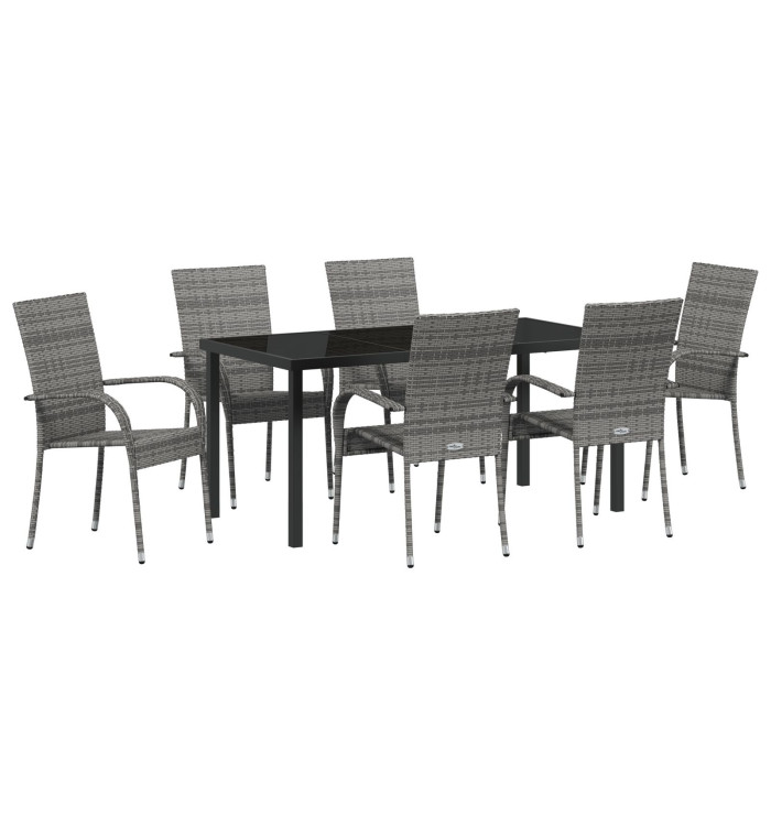 Ensemble de Jardin de 7 Pièces en Rattan Gris | Mobilier & Déco