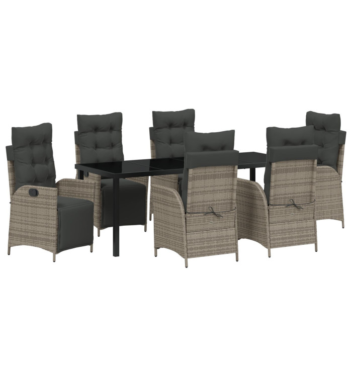Ensemble de Jardin de 7 Pièces en Gris Poly Rattan | Mobilier & Déco
