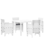 Ensemble de salle à manger de jardin de 5 pièces avec coussins en Blanc Poly Rattan | Mobilier & Déco