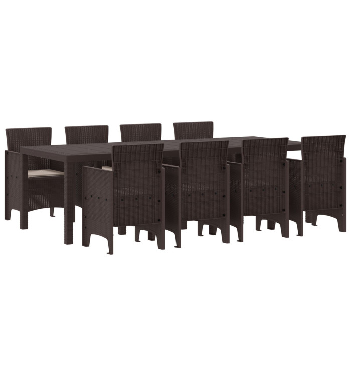 Ensemble de salle à manger de jardin de 9 pièces marron en poly rattan | Mobilier & Déco