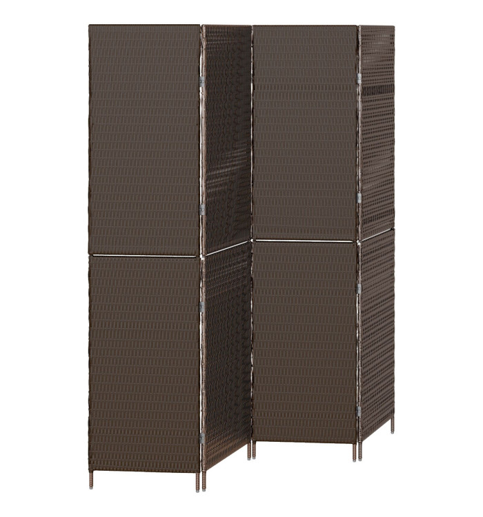 Paravent 4 Panneaux Pliable Marron 195x180 cm Rattan Synthétique | Mobilier & Déco