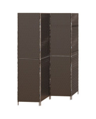 Paravent 4 Panneaux Pliable Marron 195x180 cm Rattan Synthétique | Mobilier & Déco