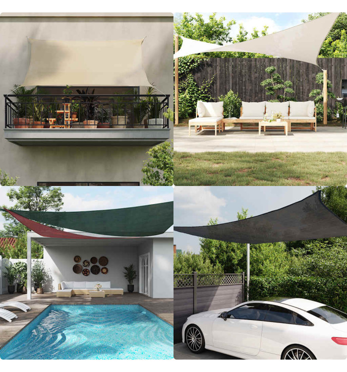 Voile d'ombrage 160 g/m² triangulaire sable 4x5x6,8 m PEHD | Mobilier & Déco