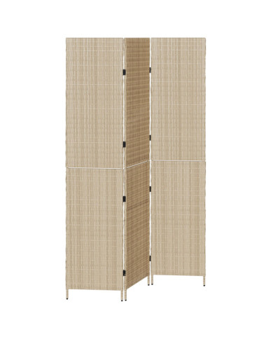 Paravent 3 panneaux pliable beige 146x200 cm en poly rattan | Mobilier & Déco