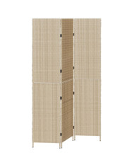 Paravent 3 panneaux pliable beige 146x200 cm en poly rattan | Mobilier & Déco