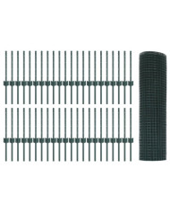 Clôture en Fil Soudé avec 44 Poteaux U Vert 0,4x100 m Acier | Mobilier & Déco