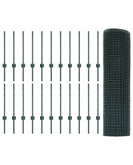 Clôture en fil soudé avec 22 poteaux en U Vert 0,6x50 m Acier | Mobilier & Déco