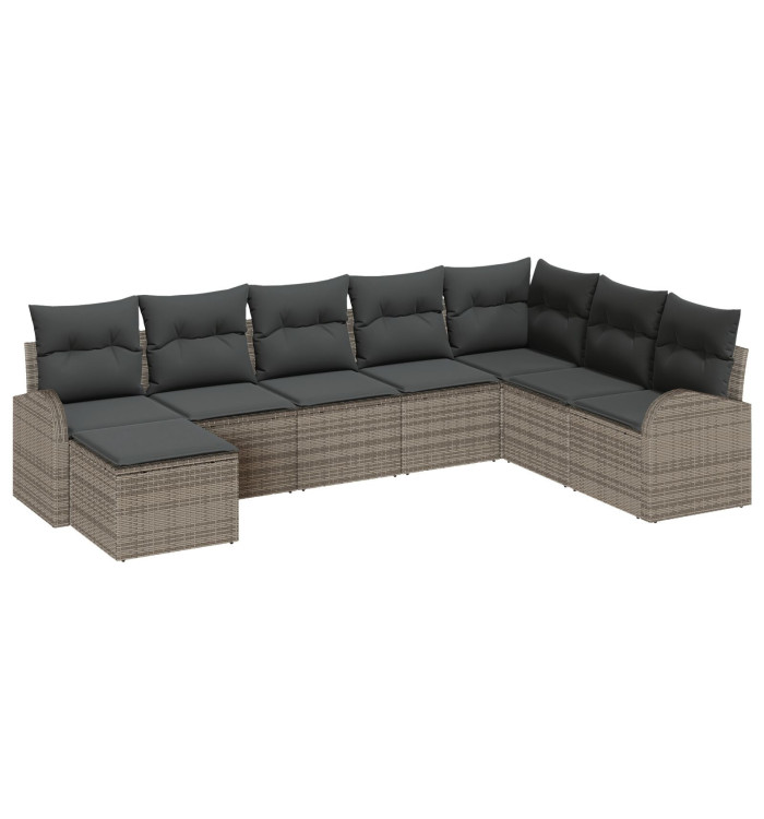 Canapé de Jardin 8 Pièces avec Coussins Gris en Rattan, Canapé 2 Places avec Rangement et Coussins Gris en Rattan | Mobilier & 