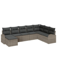 Canapé de Jardin 8 Pièces avec Coussins Gris en Rattan, Canapé 2 Places avec Rangement et Coussins Gris en Rattan | Mobilier & 