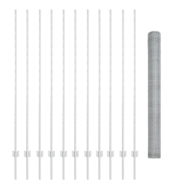 Postes de clôture 22 pcs U-Channel 160 cm Acier galvanisé, Clôture hexagonale 1,6x25 m Acier galvanisé | Mobilier & Déco