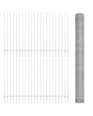 Poteaux de Clôture 22 pcs U-Channel 160 cm Acier Galvanisé, Clôture Hexagonale 1.6x100 m Acier Galvanisé | Mobilier & Déco