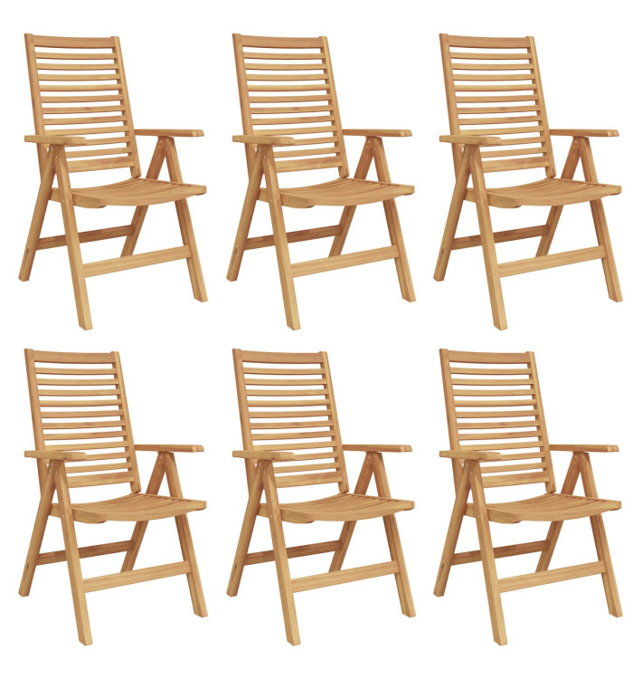 Chaises de jardin pliantes 6 pcs en teck massif, Chaises de jardin 2 pcs en teck massif | Mobilier & Déco