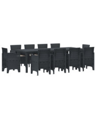 Ensemble de Dîner de Jardin 11 Pièces avec Coussins Anthracite en Poly Rattan | Mobilier & Déco