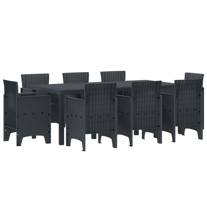 Ensemble de salle à manger de jardin 9 pièces Anthracite Poly Rattan | Mobilier & Déco