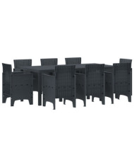 Ensemble de salle à manger de jardin 9 pièces Anthracite Poly Rattan | Mobilier & Déco