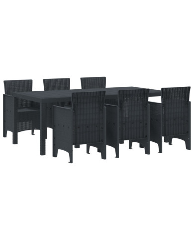 Ensemble de salle à manger de jardin 7 pièces anthracite Poly Rattan | Mobilier & Déco