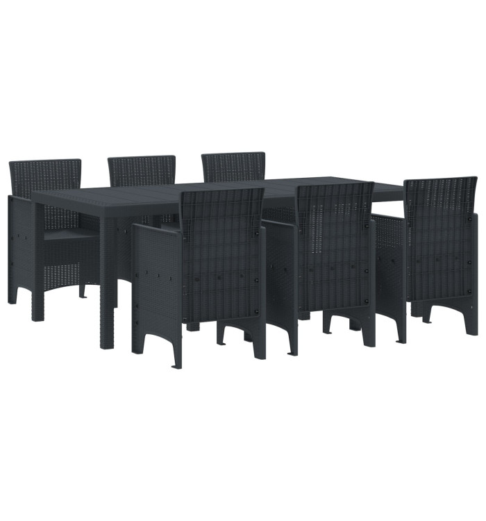 Ensemble de salle à manger de jardin 7 pièces anthracite Poly Rattan | Mobilier & Déco