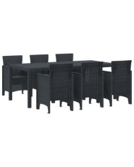 Ensemble de salle à manger de jardin 7 pièces anthracite Poly Rattan | Mobilier & Déco