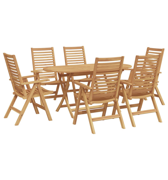 Ensemble de repas de jardin pliant 7 pièces en teck massif , Chaises de jardin 2 pcs en teck massif | Mobilier & Déco