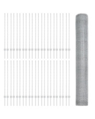 Poteaux de clôture 22 pcs U-Channel 120 cm en acier galvanisé, Clôture hexagonale 1,2x100 m en acier galvanisé | Mobilier & Dé