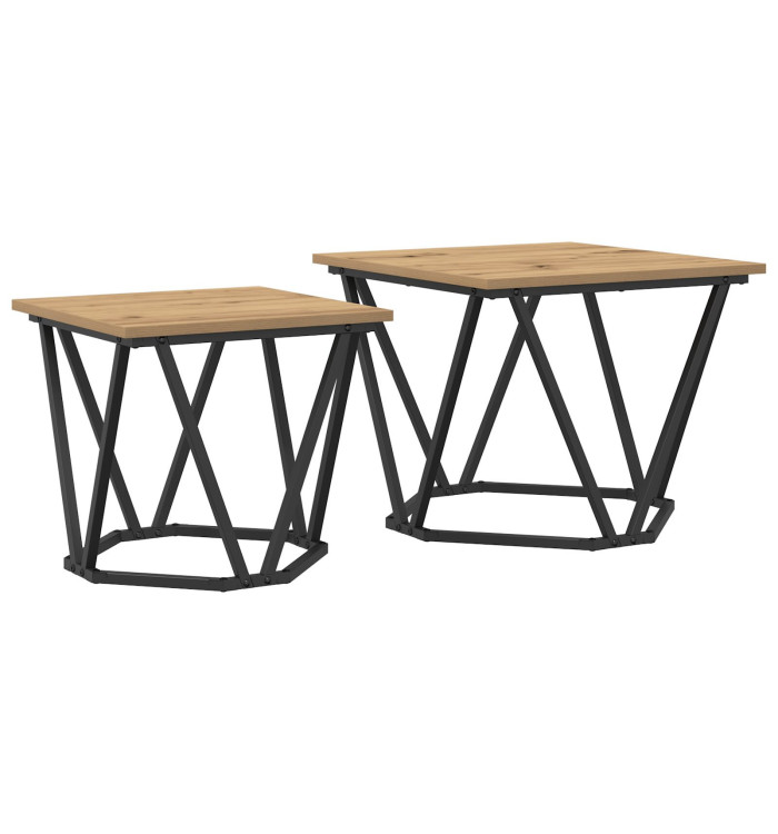 Tables d'appoint 2 pcs en bois d'ingénierie chêne artisan | Mobilier & Déco