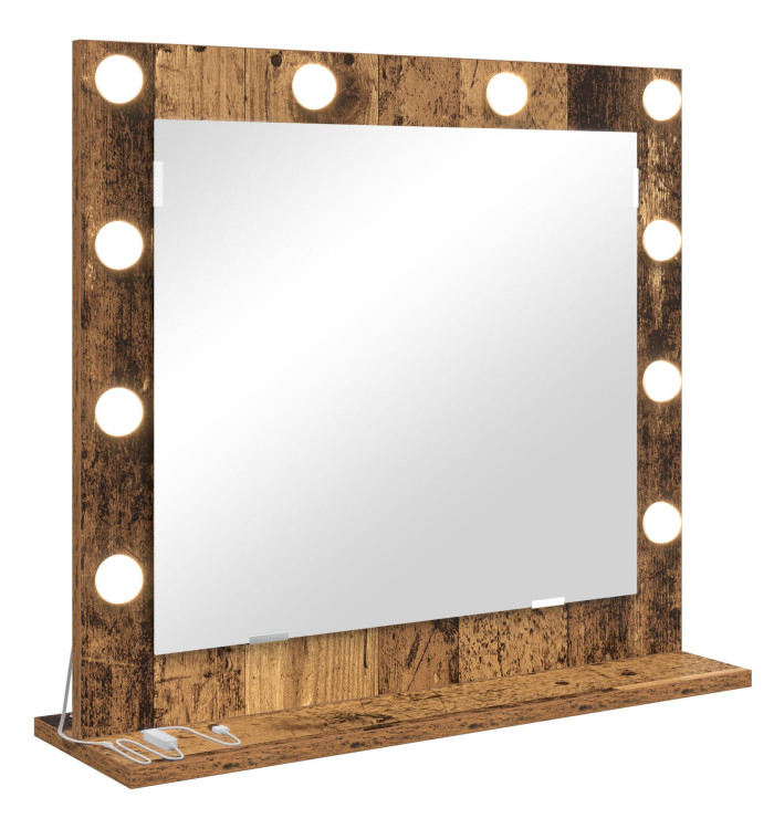Miroir de vanité avec lumières LED Bois ancien 60x55x18 cm | Mobilier & Déco