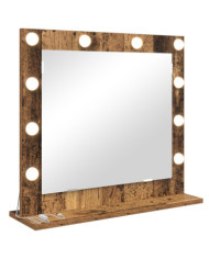 Miroir de vanité avec lumières LED Bois ancien 60x55x18 cm | Mobilier & Déco